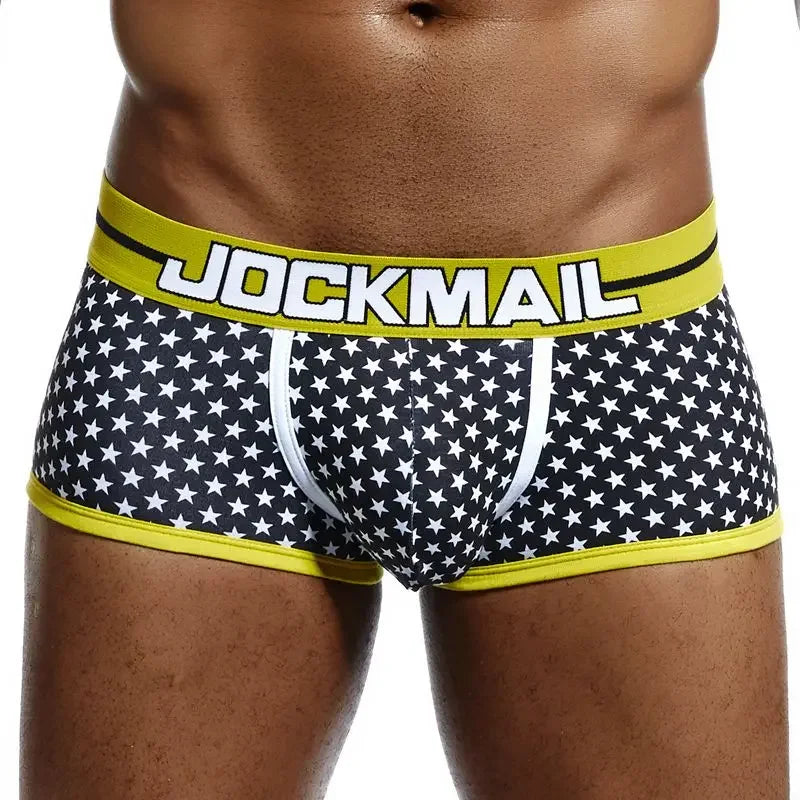JOCKMAIL Male Panties Breathable Boxers Cotton Sexy Men Underwear U convex pouch Gay Underpants Printed 17 models boxershorts - Cosmic Twink