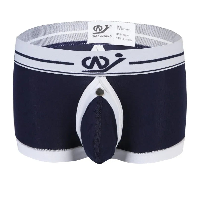 New WJ Brand Sexy Men Boxer Shorts  Trunks Low Waist Underpants Anal Opening Gay With Penis Pouch Underwear2016DPJ - Cosmic Twink
