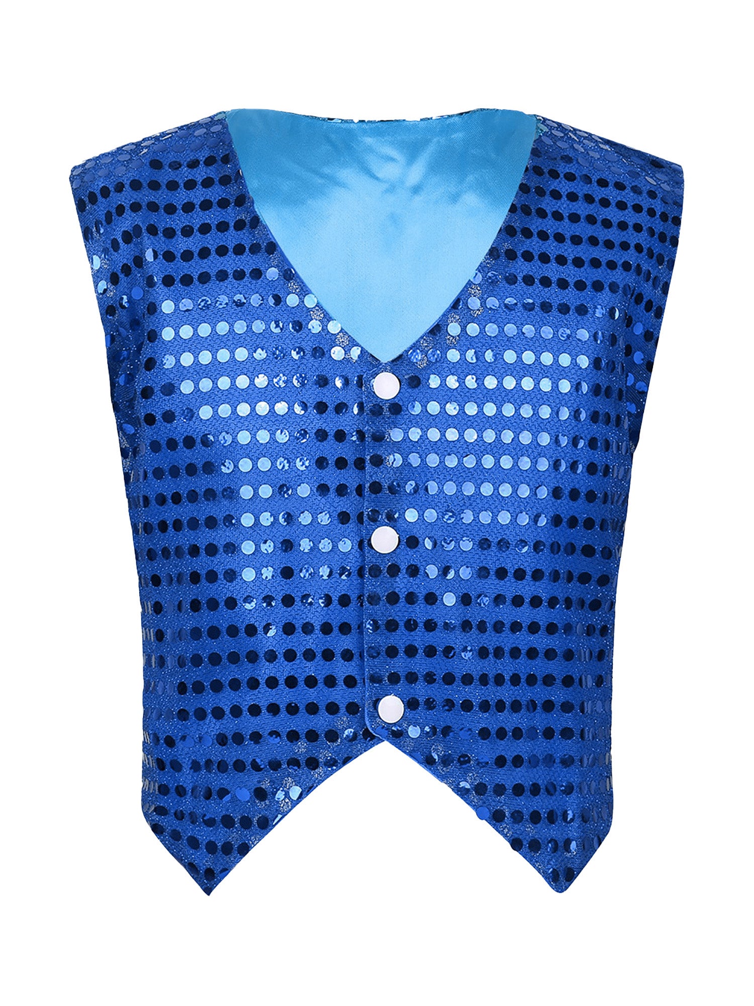 Mens Shiny Sequined Vest Tops V Neck Disco Irregular Hem Waistcoat Hiphop Jazz Dance Festival Rave Outfits Performance Costume - Cosmic Twink