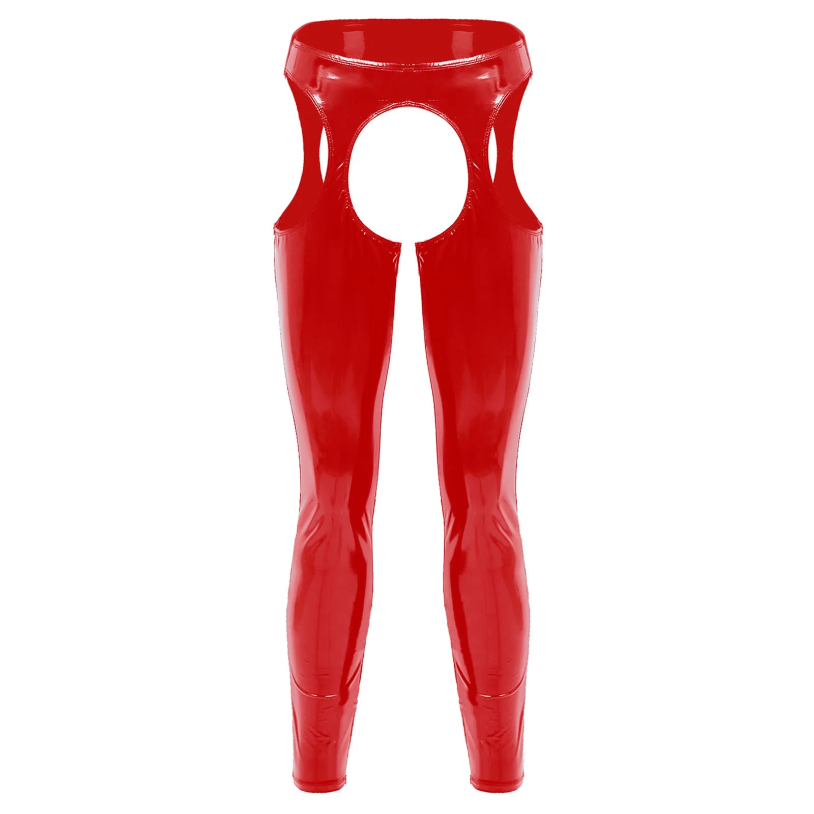 Gay Sexy Mens Lingerie Shiny Patent Leather Open Back Open Pouch Skinny Tight Pants Leggings Night Clubwear Parties Trousers