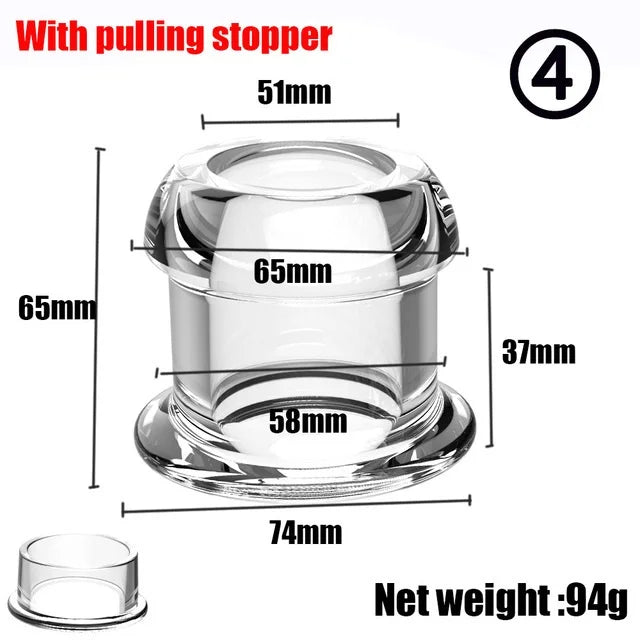 Hollow Speculum Peeking Anal Beads Butt Plug with Stopper Expander Tunnel Transparent Anus Dilation Adult Women Men Gay - Cosmic Twink