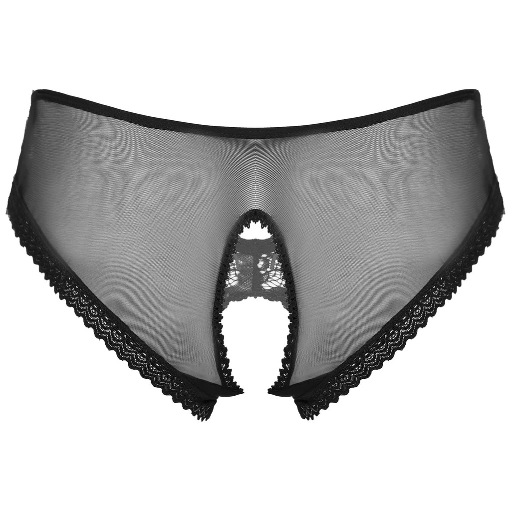 Mens Sexy Panties Lingerie Gay Male Sexy Briefs Underwear See-Through Mesh Strappy Crotchless Underpants - Cosmic Twink