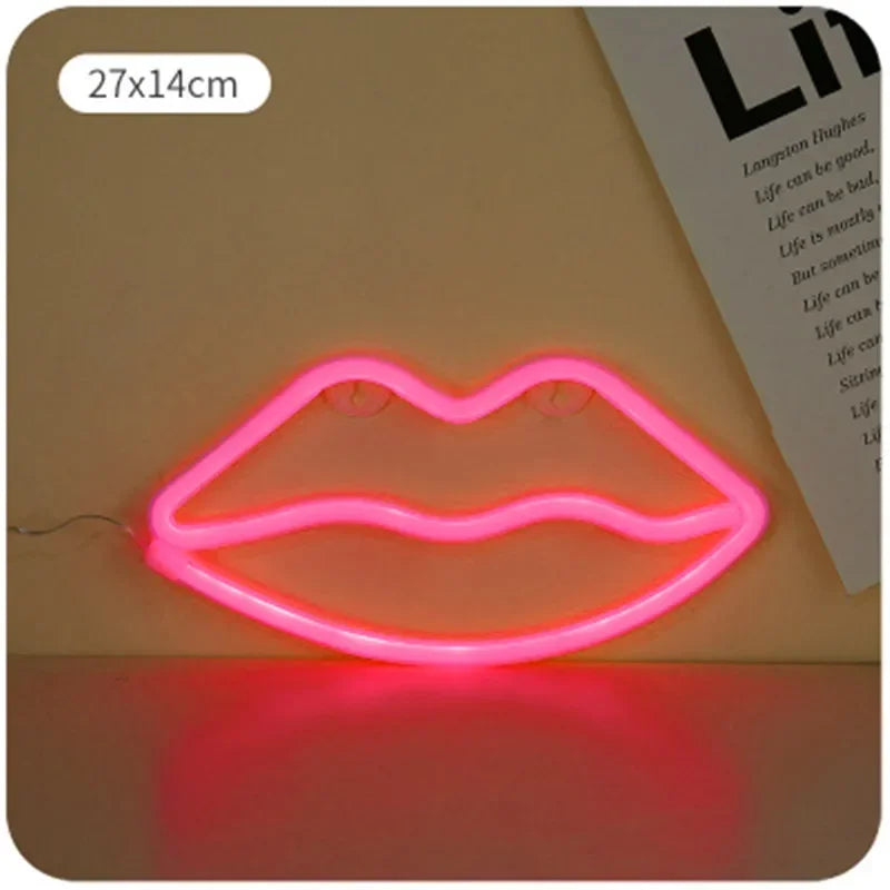 Mouth tongue Neon Light Sign LED Sexy Lips Lamp Decoration Table Room Shop Wall Party Gift USB & Battery Case Powered - Cosmic Twink
