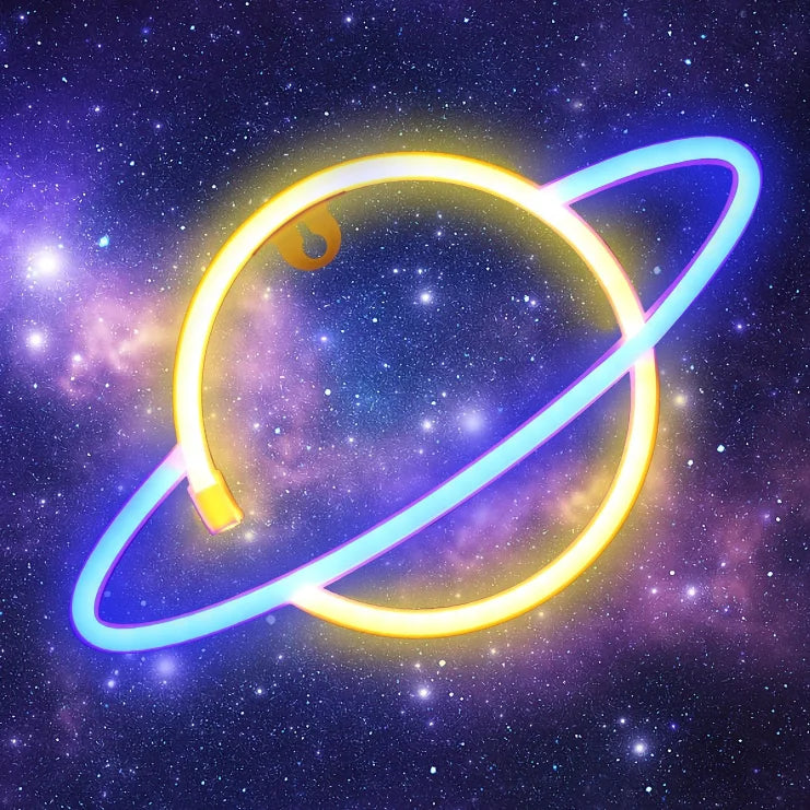 Planet Neon Sign, USB/Battery Powered Wall Decoration Sign, Bedroom, Boys and Girls Room, Game Room, Birthday Gift - Cosmic Twink
