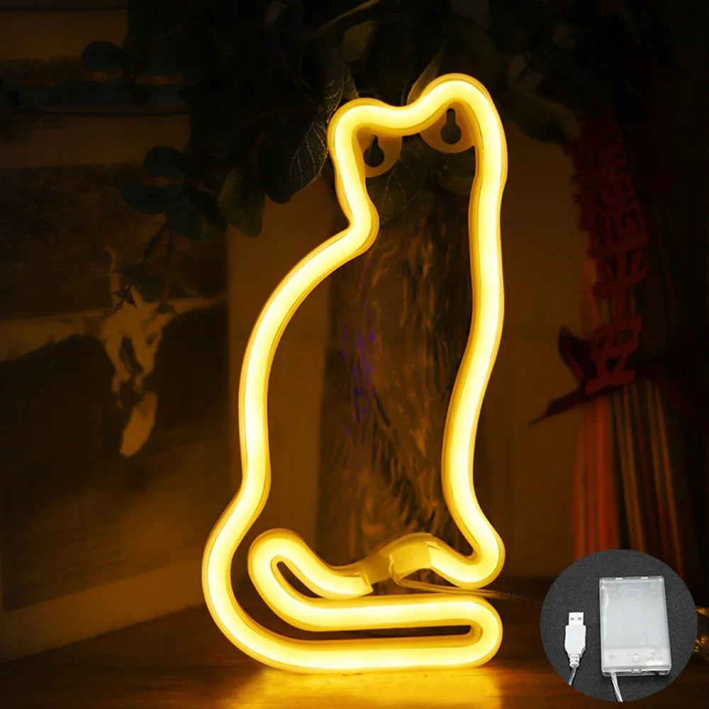 Butterfly Neon Sign USB/Battery Powered Cat LED Neon Light Skull Neon Lamp Wall Art Decor for Home Bedroom Birthday Gift Wedding - Cosmic Twink