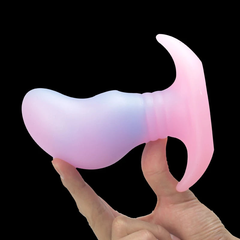 Glow in The Dark Colorful Silicone Buttocks Butt Plug Soft Women's Gay Men Prostate Massager - Cosmic Twink