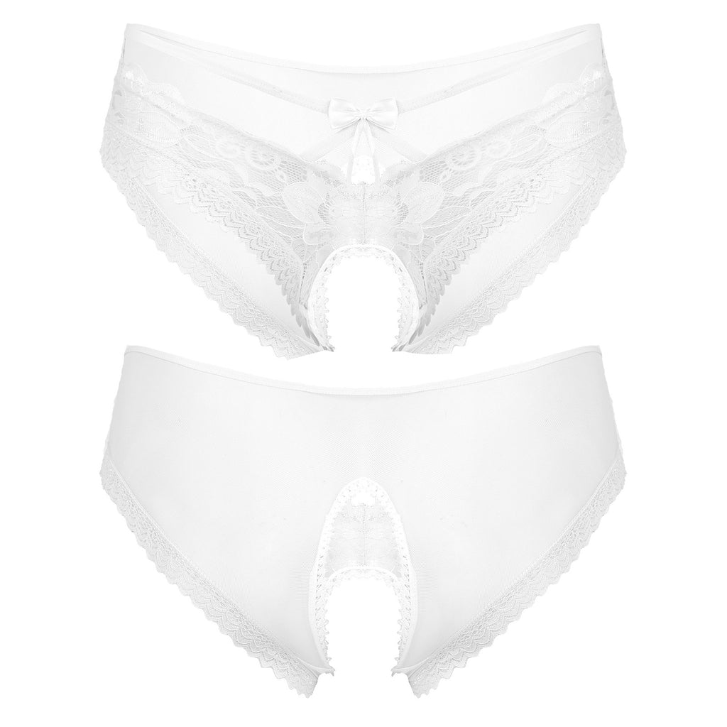 Mens Sexy Panties Lingerie Gay Male Sexy Briefs Underwear See-Through Mesh Strappy Crotchless Underpants - Cosmic Twink