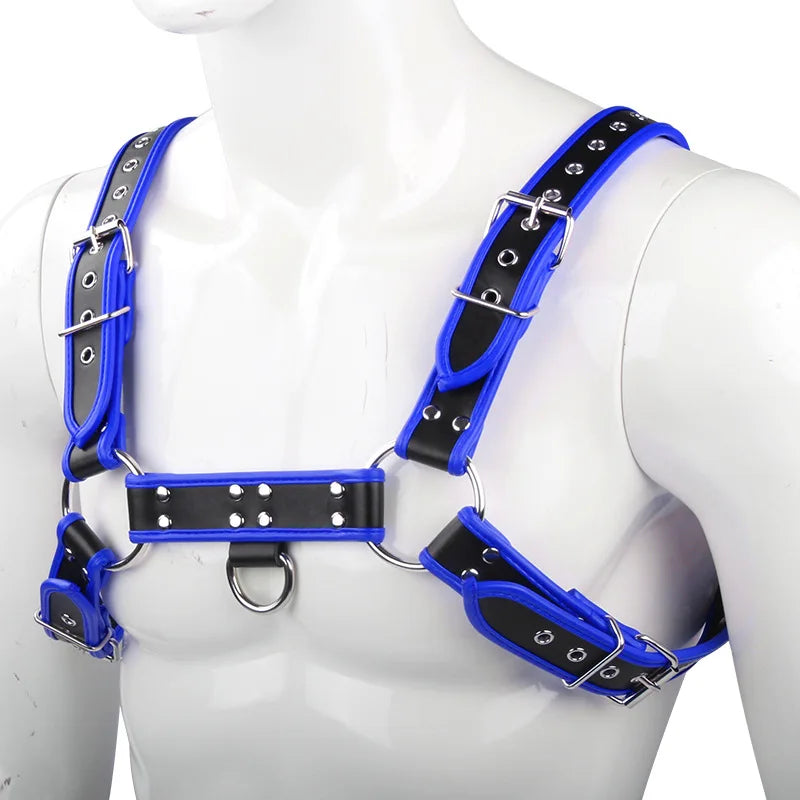 Fetish Gay Faux Leather Chest Harness Men Adjustable Sexual Body Bondage Cage Harness Belts Rave Gay Clothing for Adult Sex - Cosmic Twink