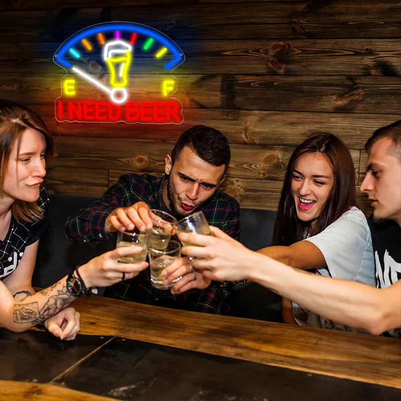 I Need Beer Neon Sign for Wall Decor Beer LED Light  Bar Neon Light for Man Cave Bar Party Restaurant Christmas Birthday Gift - Cosmic Twink