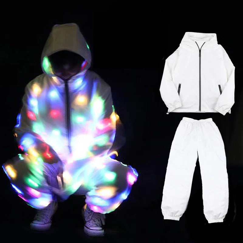 Glowing vest lumnious jacket with led lights Rave performance Dress for dancing man women night running led costume - Cosmic Twink