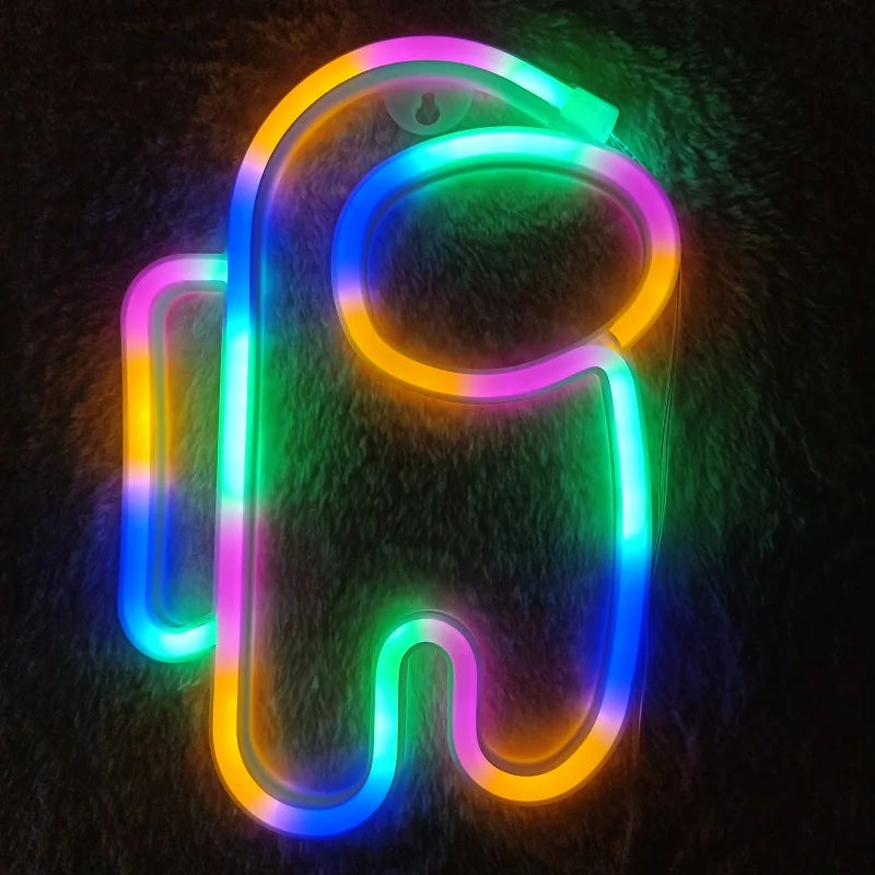 LED Neon Lamp Sign Astronaut Game Lamp Neon Wall Lights Night Light for Room Holiday Party Decor Cool Birthday Christmas Gift - Cosmic Twink