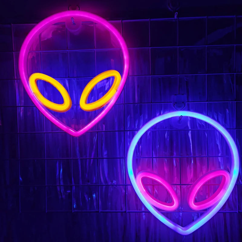 Alien LED Neon Signs Light Logo Gaming Wall lamp Funny Alien Atmosphere Lighting for Kids Gift Game Office Party Camping Decor - Cosmic Twink