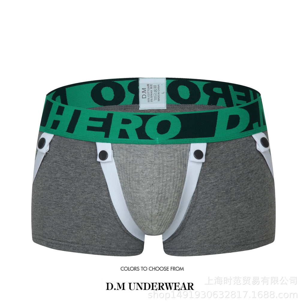 Boxer Pants Low Waist Men's Underwear Boxer Underpants Personality Hip Lifting Under Shorts with Strap - Cosmic Twink