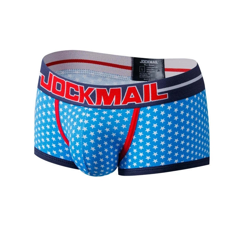 JOCKMAIL Male Panties Breathable Boxers Cotton Sexy Men Underwear U convex pouch Gay Underpants Printed 17 models boxershorts - Cosmic Twink