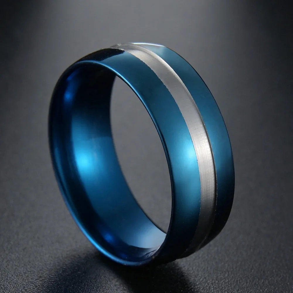 8MM Multicolor Rainbow Ring For Women Men LGBT Lebian Gay Jewelry Titanium Steel Wedding Engagement Rings Gifts Accessory - Cosmic Twink
