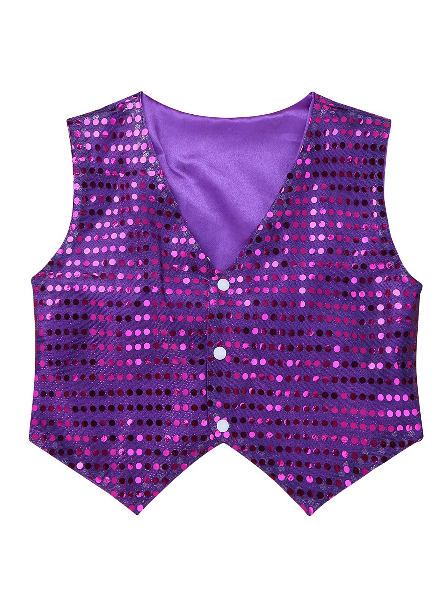 Mens Shiny Sequined Vest Tops V Neck Disco Irregular Hem Waistcoat Hiphop Jazz Dance Festival Rave Outfits Performance Costume - Cosmic Twink