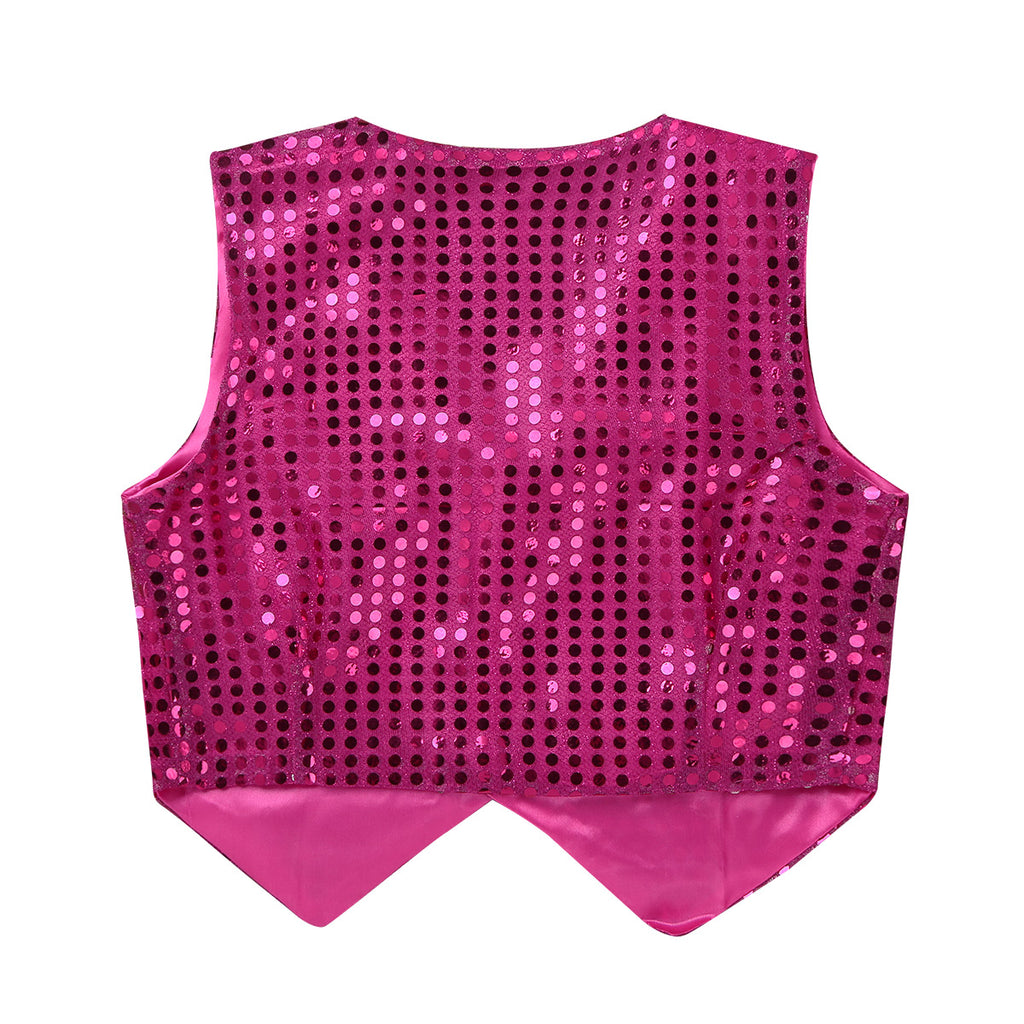Mens Shiny Sequined Vest Tops V Neck Disco Irregular Hem Waistcoat Hiphop Jazz Dance Festival Rave Outfits Performance Costume - Cosmic Twink