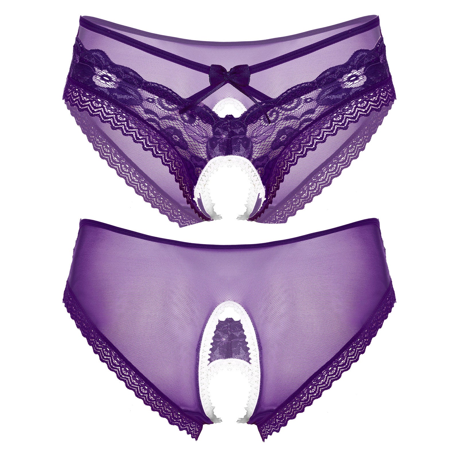 Mens Sexy Panties Lingerie Gay Male Sexy Briefs Underwear See-Through Mesh Strappy Crotchless Underpants - Cosmic Twink