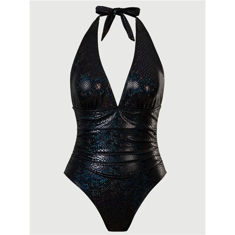 ASDS-Womens Rave Wear  Bodysuit Snakeskin Print Sexy- Swimsuit For Festival Dance Rave Clothing - Cosmic Twink