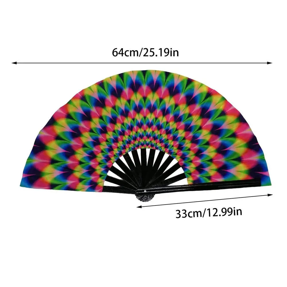 DJ Folding Fan Bar Disco Dance Fan Halloween Skull Print Hand Fan LGBT Gay Pride Rainbow Fan Chinese Kung Fu Folding Fan - Cosmic Twink