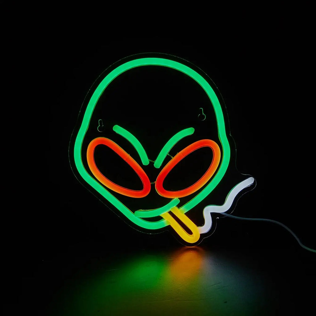 Chi-buy LED Neon Alien Smoking Neon Signs Night Light 3D Wall Art & Game Room Bedroom Living Room Decor Lamp Signs - Cosmic Twink