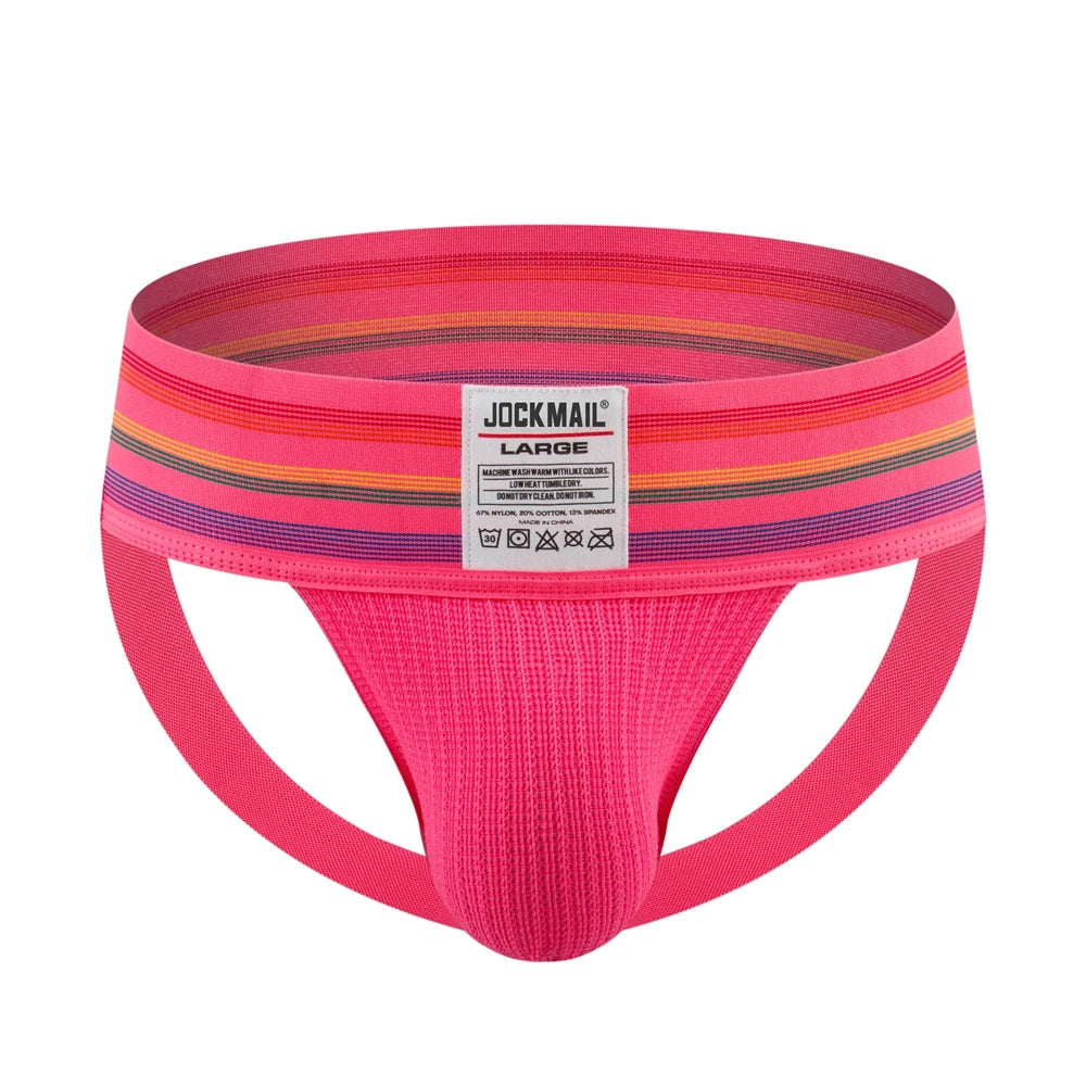 JOCKMAIL Mens Athletic Supporter Jockstrap with 3 Inch Wide Waistband Gym Workout Jock Strap Brief Mesh Pouch Sexy Gay Underwear - Cosmic Twink
