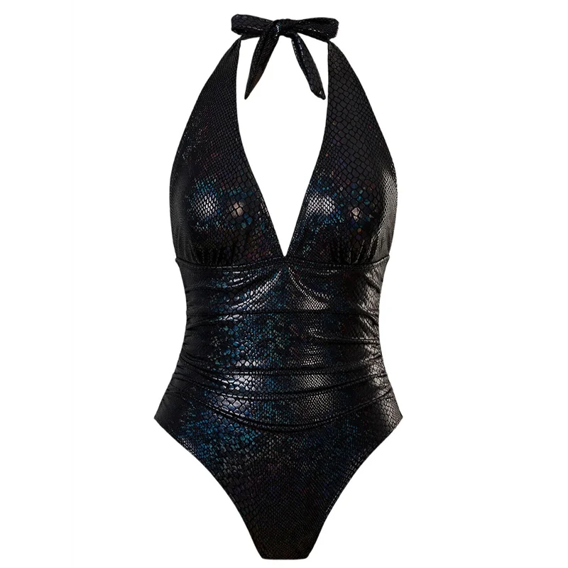 ASDS-Womens Rave Wear  Bodysuit Snakeskin Print Sexy- Swimsuit For Festival Dance Rave Clothing - Cosmic Twink