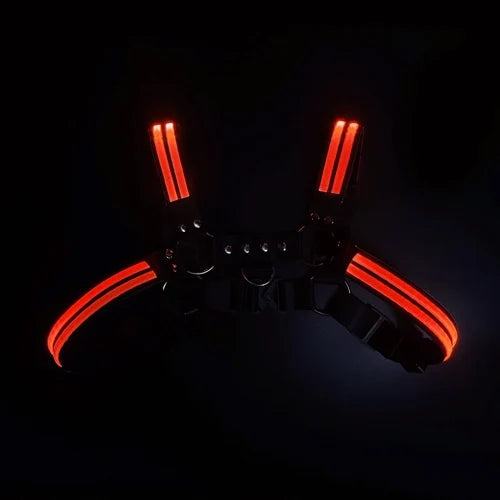 Rave outfit for Mens Led Harness Men Shoulder Belt Sexual Body Chest Dimming Light Stage Flashing Rechargeable Color Chest - Cosmic Twink