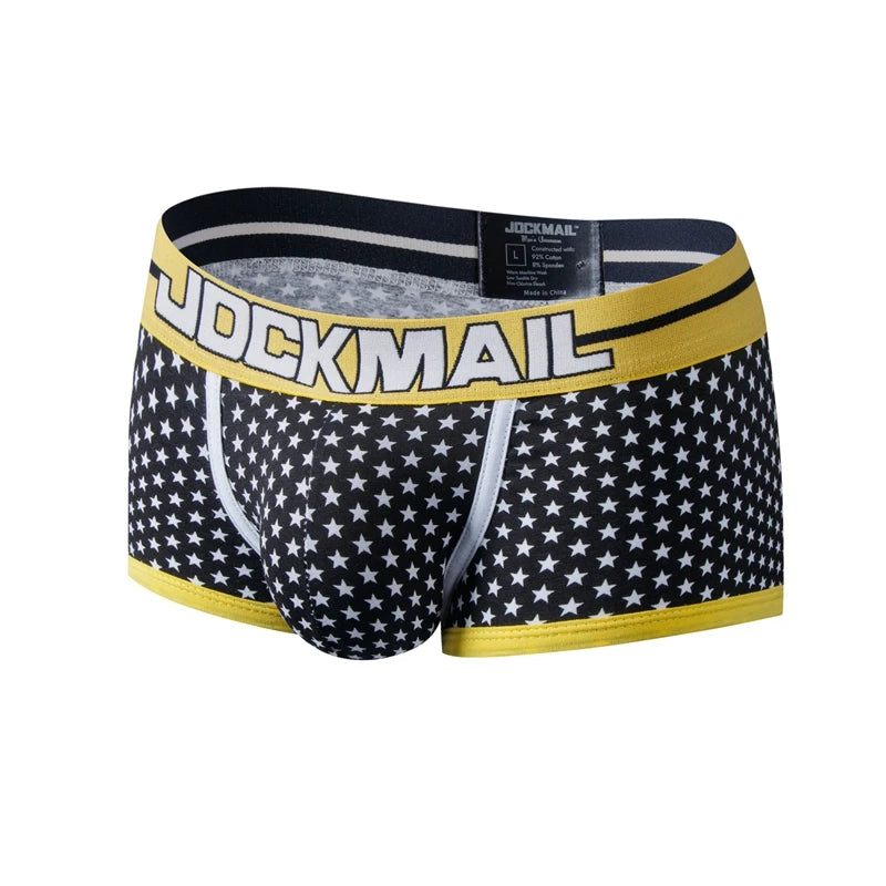 JOCKMAIL Male Panties Breathable Boxers Cotton Sexy Men Underwear U convex pouch Gay Underpants Printed 17 models boxershorts - Cosmic Twink
