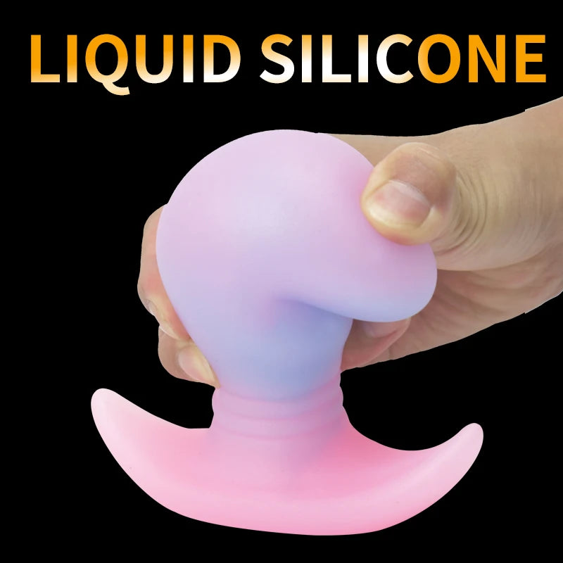 Glow in The Dark Colorful Silicone Buttocks Butt Plug Soft Women's Gay Men Prostate Massager - Cosmic Twink