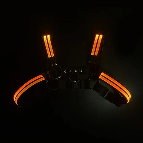 Rave outfit for Mens Led Harness Men Shoulder Belt Sexual Body Chest Dimming Light Stage Flashing Rechargeable Color Chest - Cosmic Twink