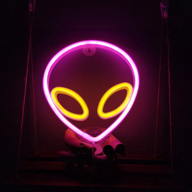 Alien LED Neon Signs Light Logo Gaming Wall lamp Funny Alien Atmosphere Lighting for Kids Gift Game Office Party Camping Decor - Cosmic Twink