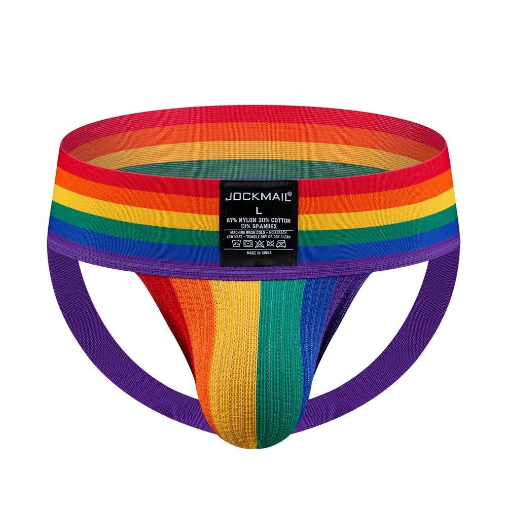JOCKMAIL Mens Athletic Supporter Jockstrap with 3 Inch Wide Waistband Gym Workout Jock Strap Brief Mesh Pouch Sexy Gay Underwear - Cosmic Twink