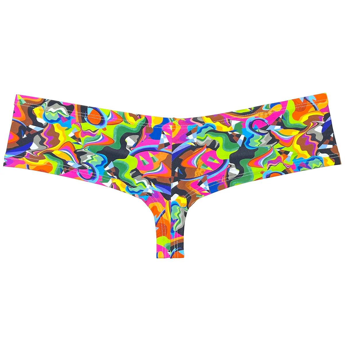 Sexy Mens Print Swim Thongs Ultrathin Quick-dry Swimwear Low-rise Bikini-Style Back Briefs Underwear Elastic Boxer Shorts Beach - Cosmic Twink