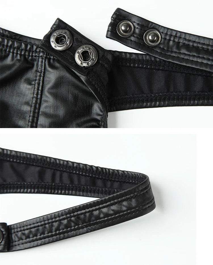 Gay String Sexy Underwear for Men 2023 Slip Man Pu Leather Penis Pouch Ultra Thin Thong and Jockstrap T-Back Male Hot Panties - Cosmic Twink