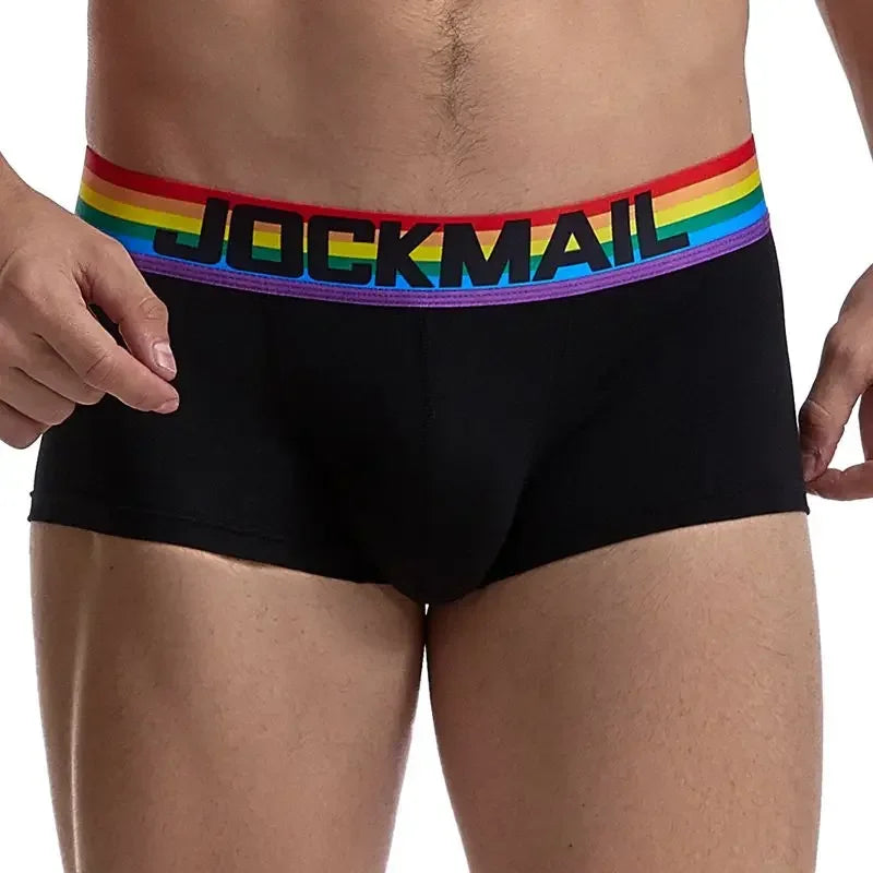 Rainbow Belt Man Underpants Boxershorts Cotton Men Boxers Male Breathable Underwear Men’s Panties Soft Boxer Briefs Balck White - Cosmic Twink