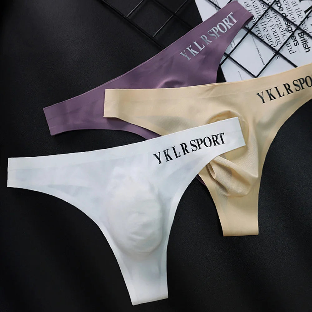 Men G-strings Men's Seamless Sexy Sports Fitness Panties Thin Low Waist Briefs Male Underwear Super Comfortable Plus Size - Cosmic Twink