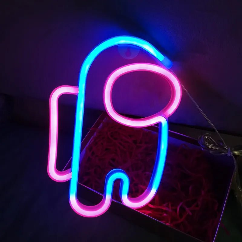 LED Neon Lamp Sign Astronaut Game Lamp Neon Wall Lights Night Light for Room Holiday Party Decor Cool Birthday Christmas Gift - Cosmic Twink