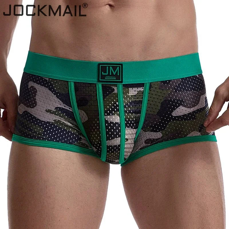 JOCKMAIL boxer men underwear men camouflage mesh underwear boxershorts men Breathable gay sexy underwear calzoncillos hombre - Cosmic Twink