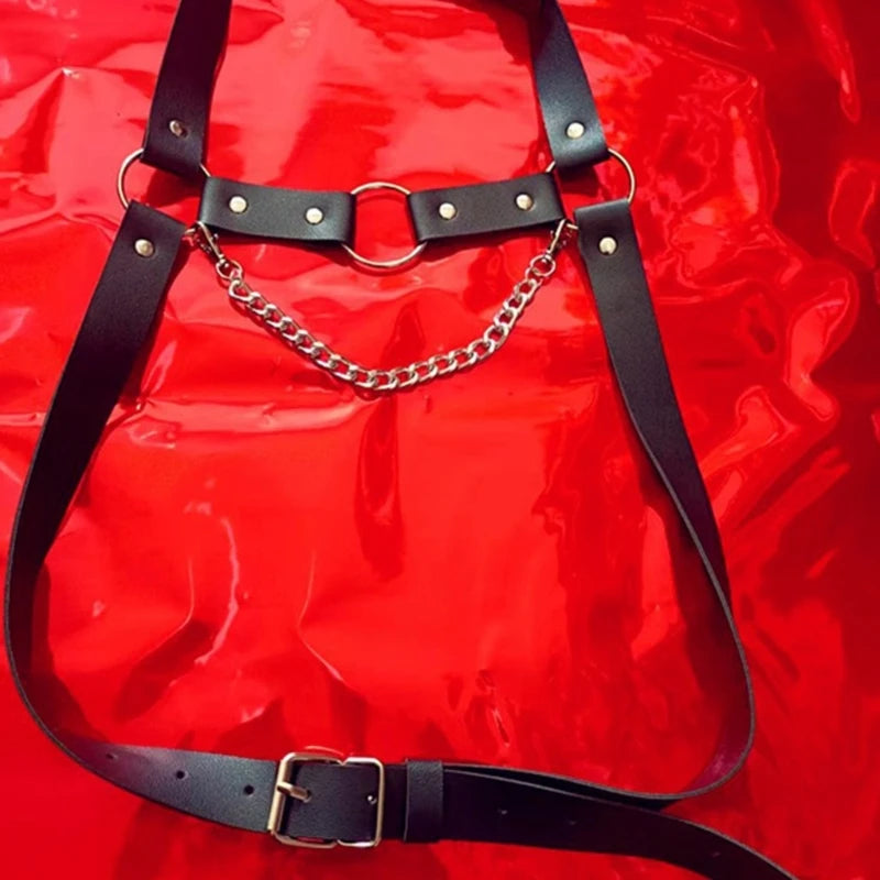 Man Leather Punk Chest Straps Harness Belt Carnivals Dance Costume - Cosmic Twink
