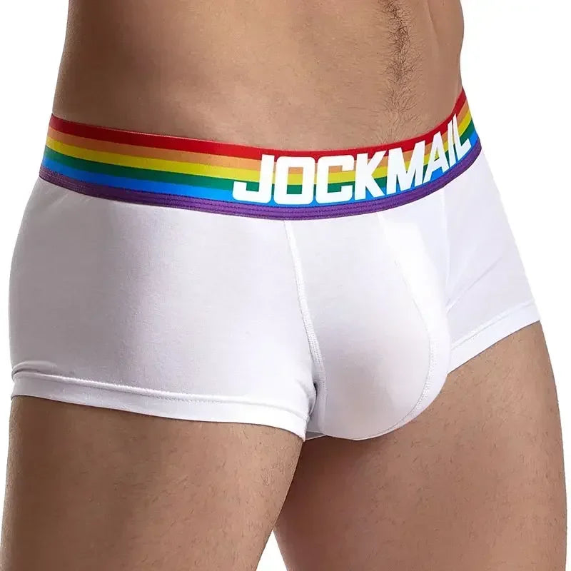 Rainbow Belt Man Underpants Boxershorts Cotton Men Boxers Male Breathable Underwear Men’s Panties Soft Boxer Briefs Balck White - Cosmic Twink
