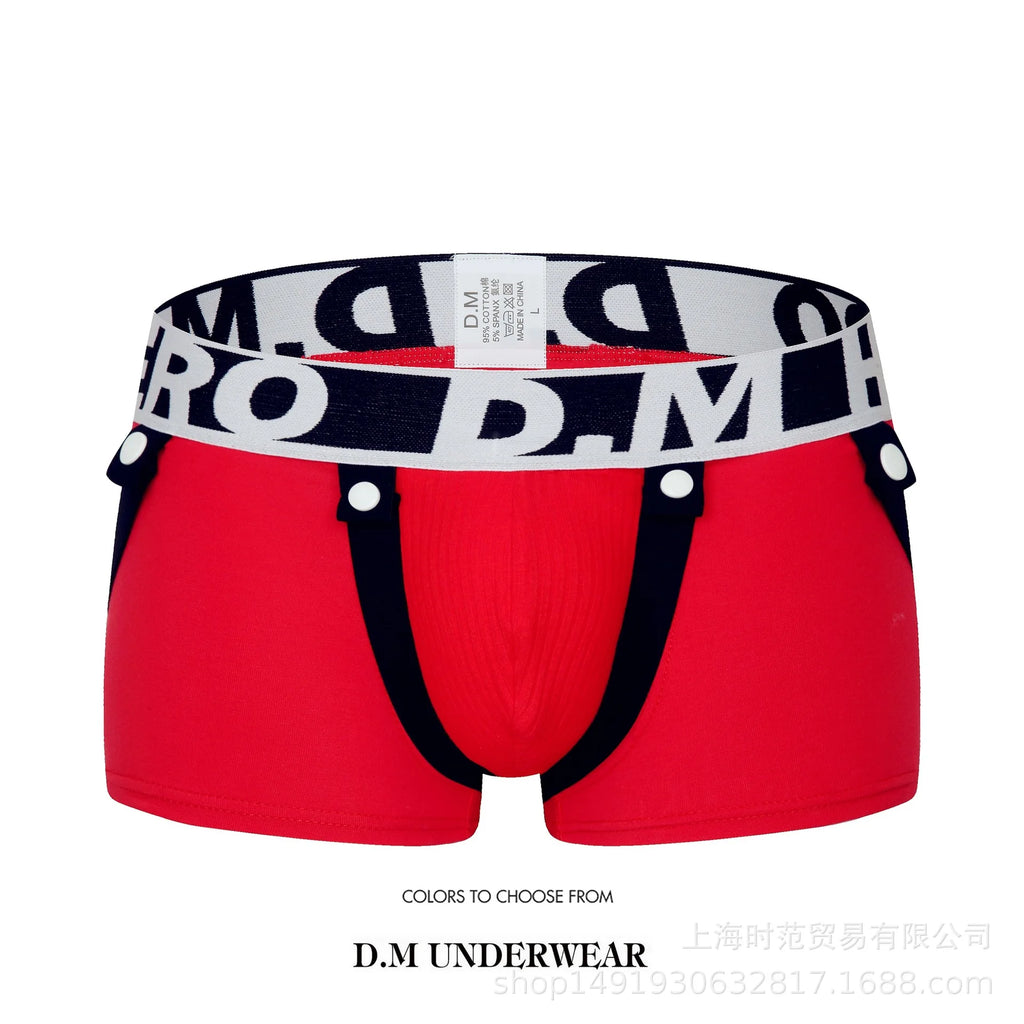 Boxer Pants Low Waist Men's Underwear Boxer Underpants Personality Hip Lifting Under Shorts with Strap - Cosmic Twink