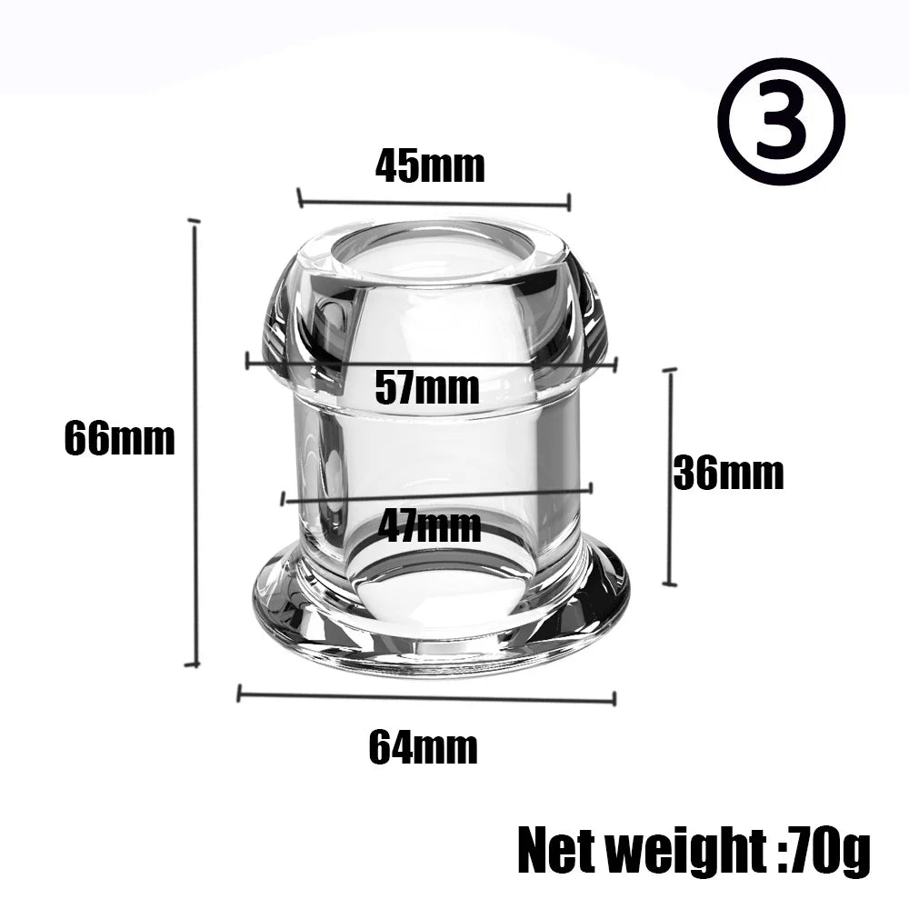 Hollow Speculum Peeking Anal Beads Butt Plug with Stopper Expander Tunnel Transparent Anus Dilation Adult Women Men Gay - Cosmic Twink