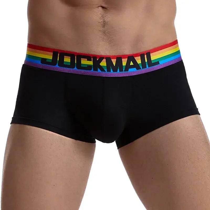 Rainbow Belt Man Underpants Boxershorts Cotton Men Boxers Male Breathable Underwear Men’s Panties Soft Boxer Briefs Balck White - Cosmic Twink