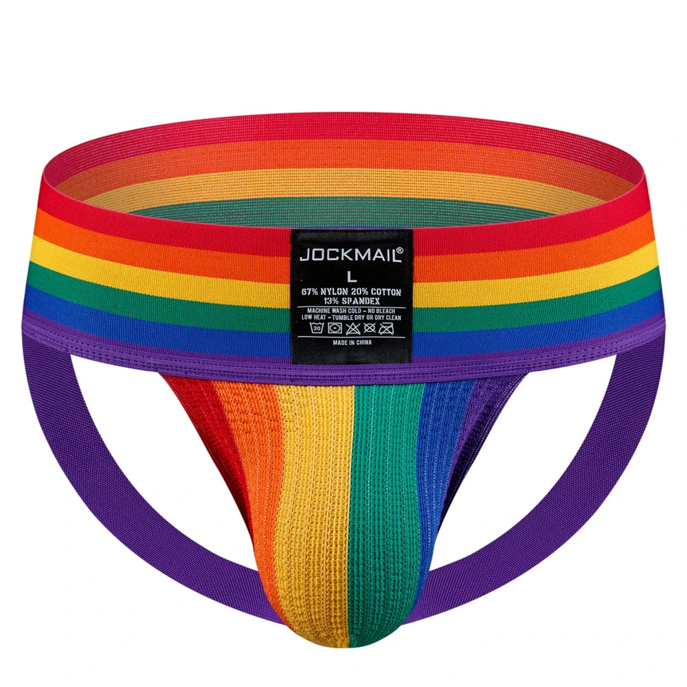 JOCKMAIL Mens Athletic Supporter Jockstrap with 3 Inch Wide Waistband Gym Workout Jock Strap Brief Mesh Pouch Sexy Gay Underwear - Cosmic Twink