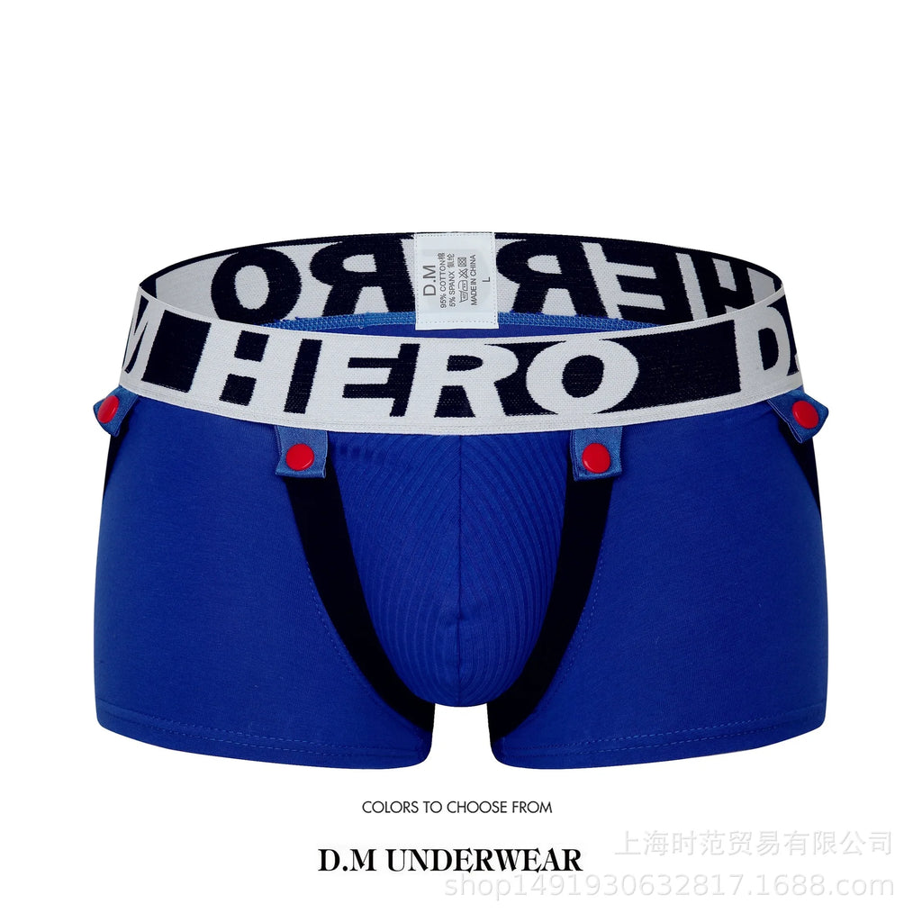 Boxer Pants Low Waist Men's Underwear Boxer Underpants Personality Hip Lifting Under Shorts with Strap - Cosmic Twink