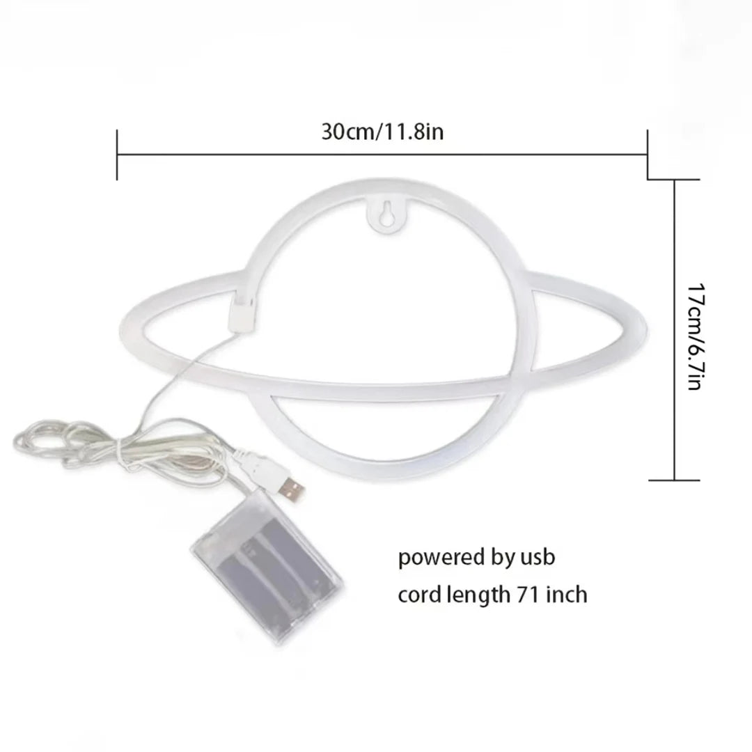 Planet Neon Sign, USB/Battery Powered Wall Decoration Sign, Bedroom, Boys and Girls Room, Game Room, Birthday Gift - Cosmic Twink