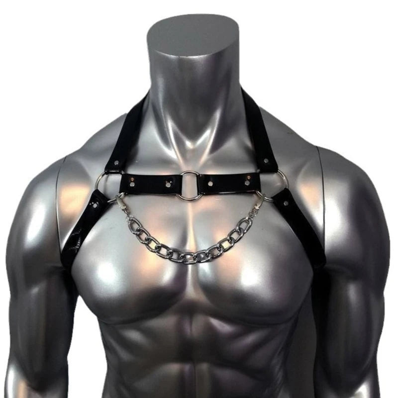 Man Leather Punk Chest Straps Harness Belt Carnivals Dance Costume - Cosmic Twink