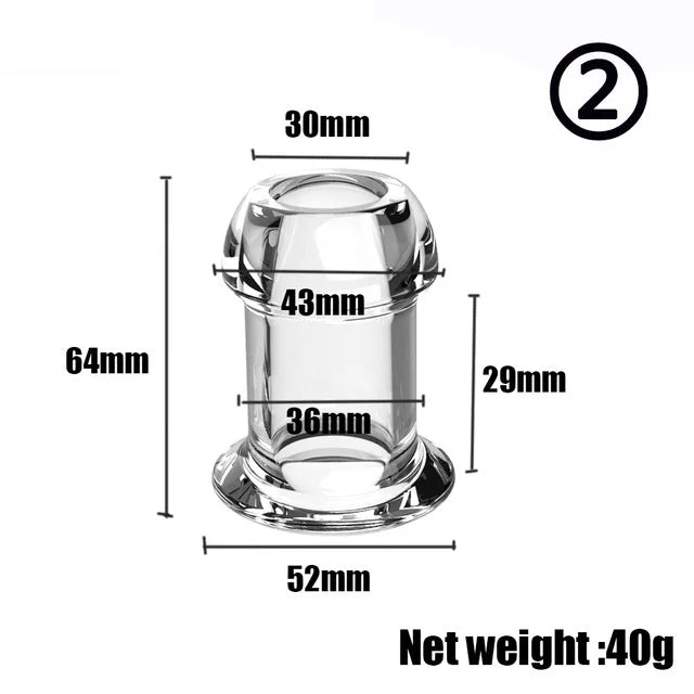 Hollow Speculum Peeking Anal Beads Butt Plug with Stopper Expander Tunnel Transparent Anus Dilation Adult Women Men Gay - Cosmic Twink