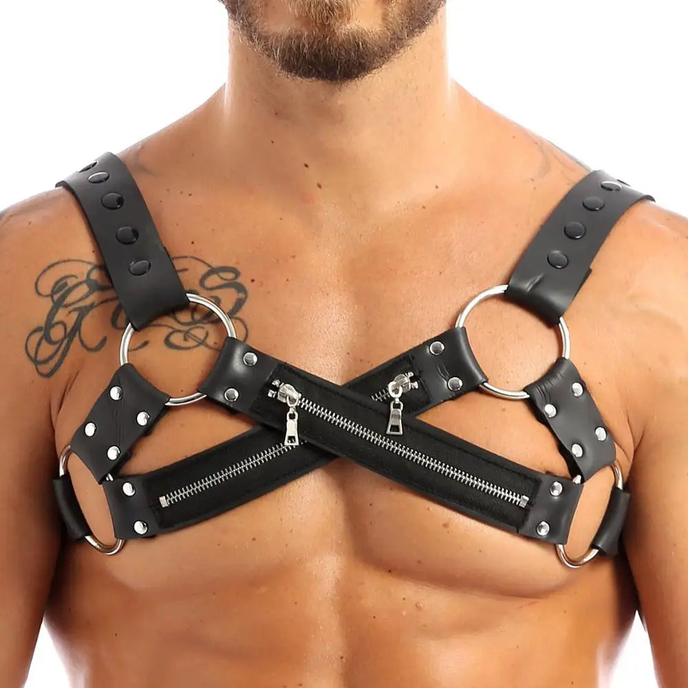 Gay Rave Harness Men Belt Leather Sexy Fetish Nighclub Wear Sexy Tank Erotic Body Belt Men Sexy Costume Underwear Sex